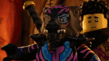 a cartoon character holding a sword with the letter f visible in the background