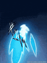 a drawing of a person with a blue light coming out of their head