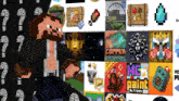 a man is standing in front of a collage of minecraft images including copper and mc paint