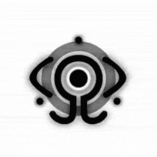 a black and white drawing of an eye with a circle around it