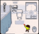 a pixel art drawing of a bathroom with a toilet