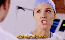 a woman in a surgical cap and gown says she 's the only one .