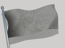 a drawing of a man and a woman is on a flag