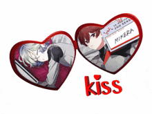 a couple of hearts with a name tag that says mikera