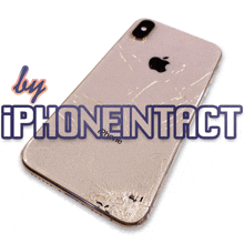 a phone with a cracked screen and the words iphoneintact