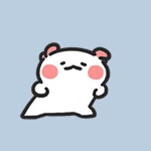 a cartoon of a white rabbit with pink cheeks