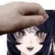 a close up of a person 's hand on a girl 's head .