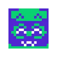 a blue and green square with a black border on a white background