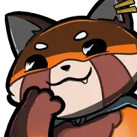 a cartoon drawing of a fox wearing a mask and smiling