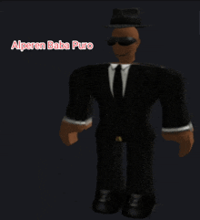 a man in a suit and hat with the name alperen baba puro below him
