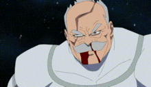 a cartoon of a man with a mustache and blood on his nose .