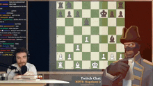 a man is playing chess on a twitch channel