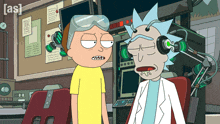 a cartoon of rick and morty with the word [ as ] on the bottom left