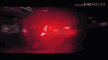 a pixel art of a person in a red background with the words made with kinemaster