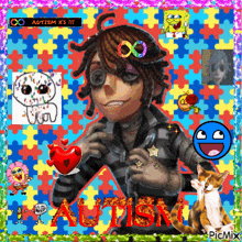 a picture of a person with the word autism written in red