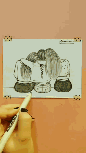 Transparent Cheerleaders Png  Drawing Of Three Best Friends Girls Png  Download  vhv
