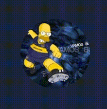 a picture of homer simpson playing soccer in a circle on a white background