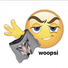a smiley face with a wolf on it and the word woopsi