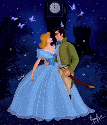 a drawing of cinderella and prince charming with the year 2014 on the bottom