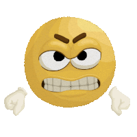 a cartoon smiley face with a very angry look on its face
