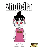 a cartoon of a girl with the name zhotcita on the bottom