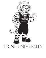 a black and white drawing of a tiger that says trine thunder