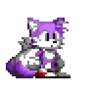 a pixel art drawing of a purple and white fox