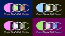 the costa rica 's call center logo is displayed in four different colors