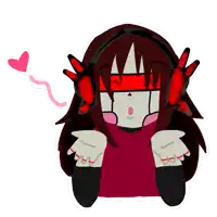 a drawing of a girl wearing red headphones with a heart behind her
