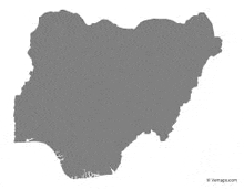 it is a gray map of nigeria on a white background .