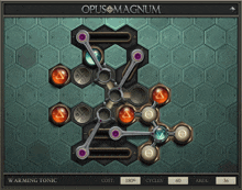 a screenshot of opus magnum shows a warming tonic