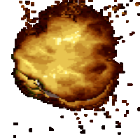 a pixel art illustration of a pie with a bite taken out of it
