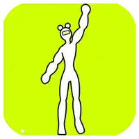 a cartoon drawing of a man with a bear head and arms