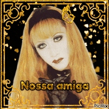 a picture of a woman with the words nossa amiga written on it