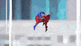 a cartoon of a man in a red and blue costume fighting another man in a red and blue costume