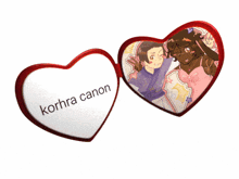 two hearts with korhra canon written on the bottom
