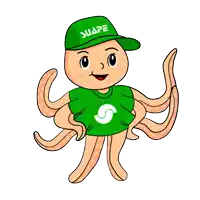 a cartoon octopus is wearing a green shirt and a green hat that says suape tamo junto