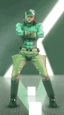 dio from jojo 's bizarre adventure is standing with his arms crossed in front of a light