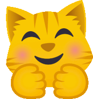 a yellow cat with its eyes closed and its paws folded