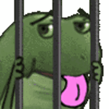 worry lick jail behind bars frog