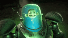 a cartoon character with a fish in a helmet that says ' ii ' on it