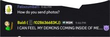 a screenshot of a chat with felixzumba11 and baldi