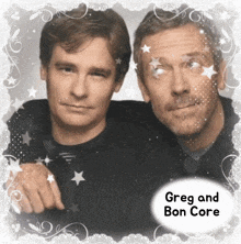a photo of greg and bon core with a white border
