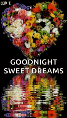 goodnight flowers sweet dreams heart roses