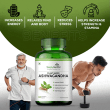 a bottle of simply herbal plant based ashwagandha capsules
