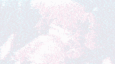 a pixel art of a girl blowing up a purple ball