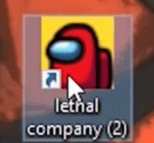 a red among us character with a mouse pointer and the words lethal company ( 2 ) .