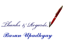 a red pen is written in cursive with the name barun upadhyay