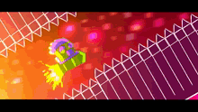 a pixel art drawing of a fence and a green object