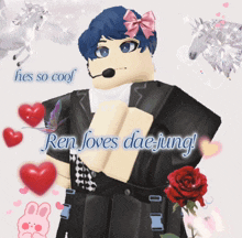 ren loves daejung is written on a picture of a person